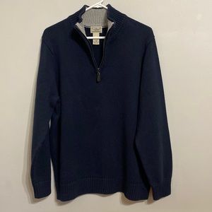 L.L.Bean Men’s Navy Blue Knit Sweater Pullover Large - Regular Quarter Zip